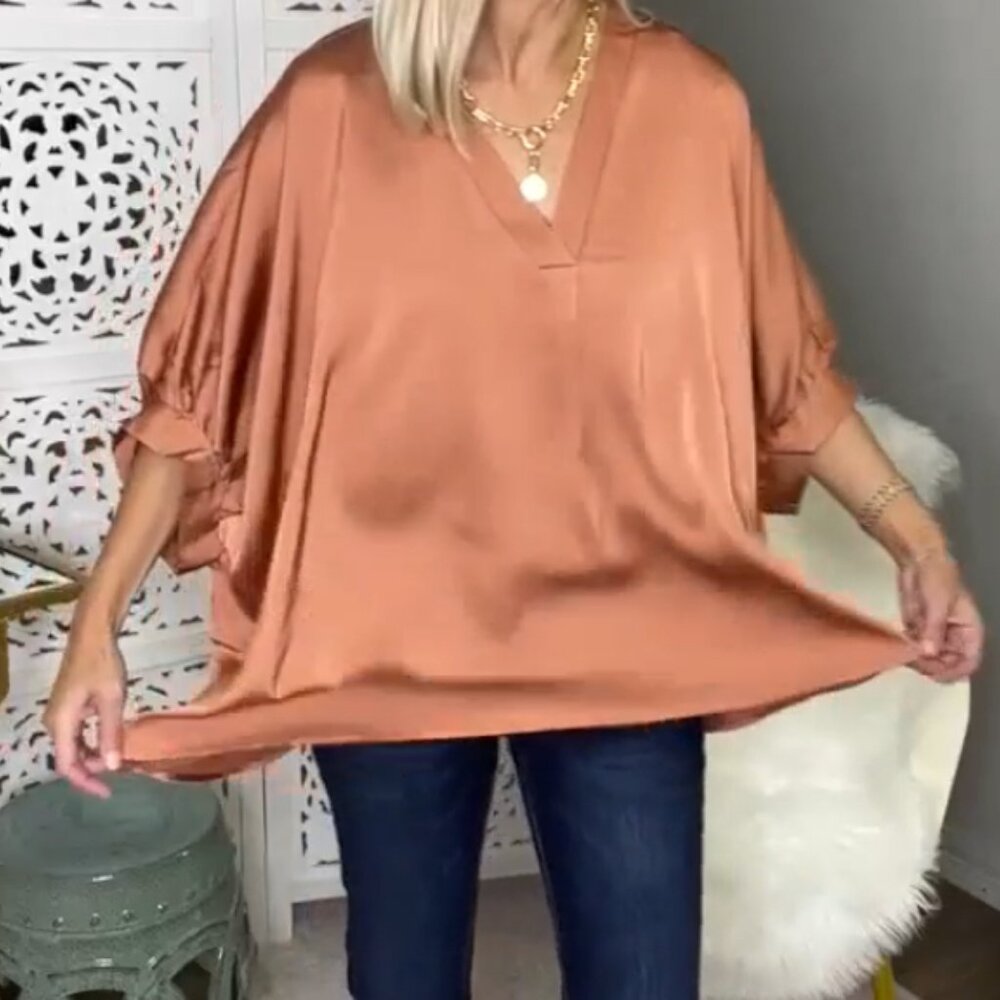 Dolman Sleeve Top-Copper - Picture 2 of 7